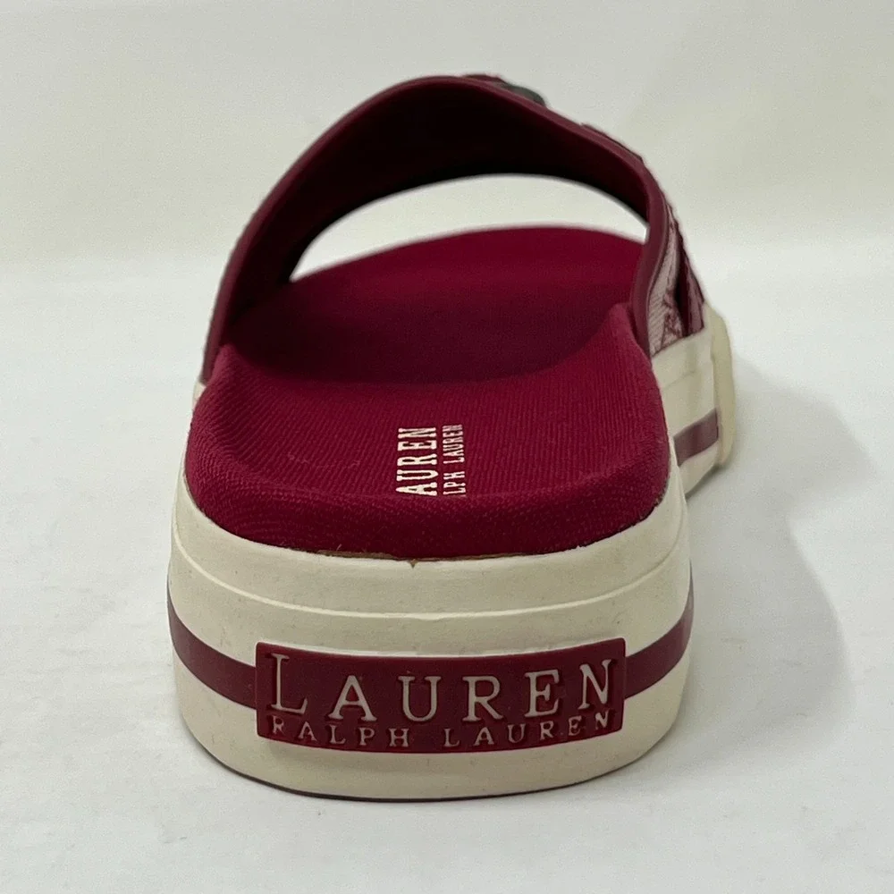 Ralph Lauren Matty‎ Sandals Red Signature Fabric Stylish Women's Size 7B VTG NEW